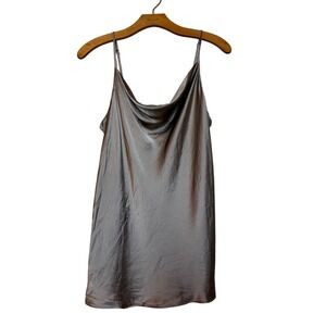 Nordstrom Womens 100% Silk Cowl Neck Cami and Shorts Pajama Set Taupe L
